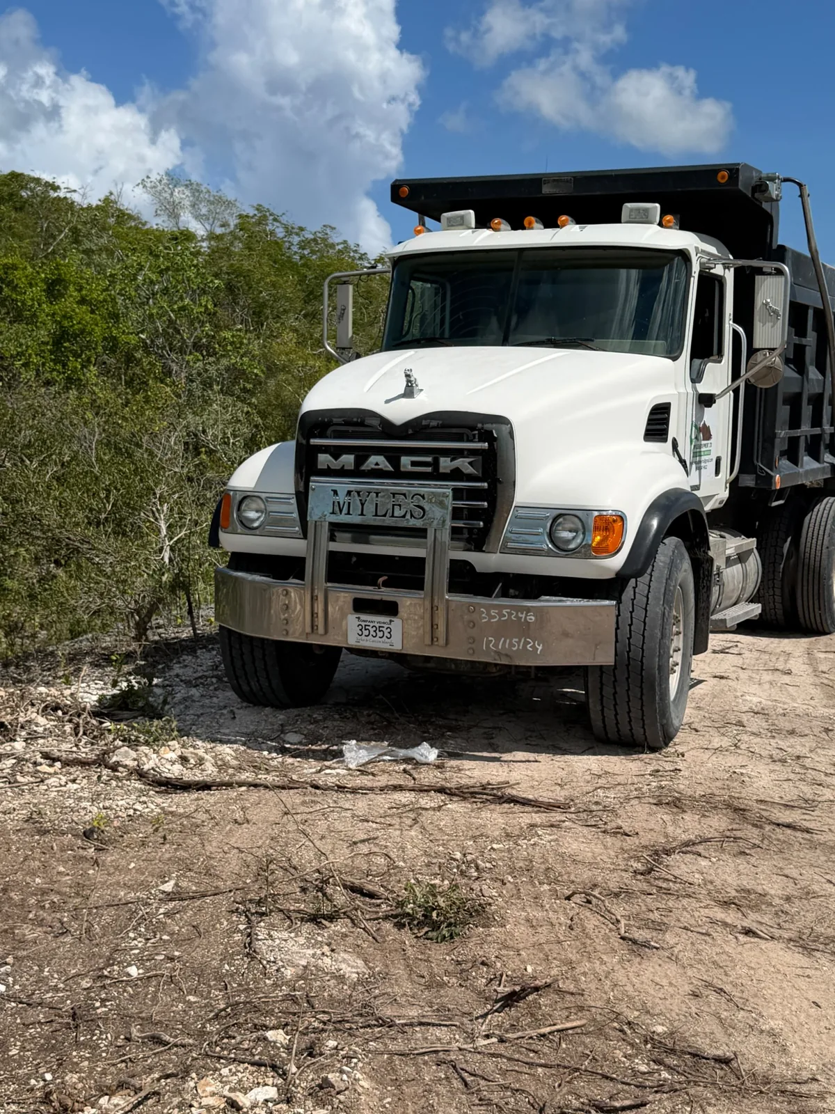 Dump truck on a project site